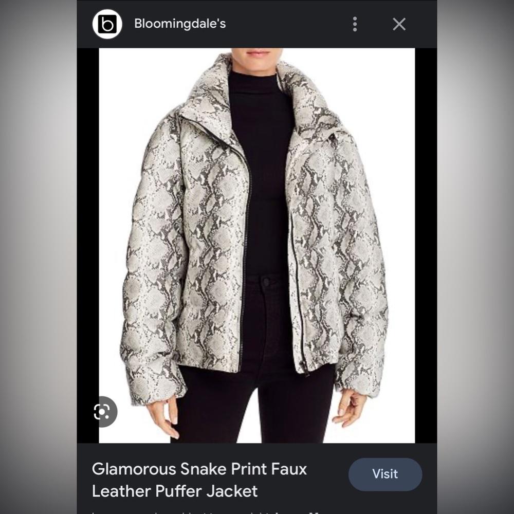 Glamorous
Snake Print Faux Leather Puffer Jacket